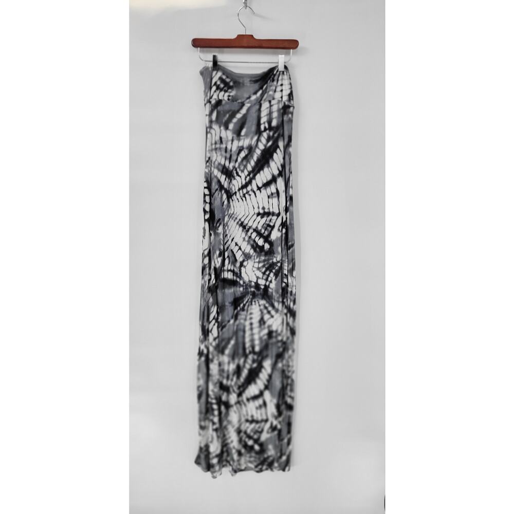 Hula Honey Womens Dress Medium Gray White Tie Dye Strapless Maxi Summer Beach - Picture 2 of 12